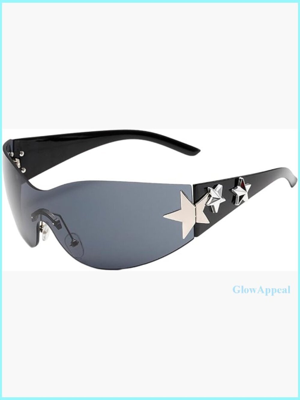Y2K Shield Wrap Around Sunglasses Rimless Oversized UV400 Protective